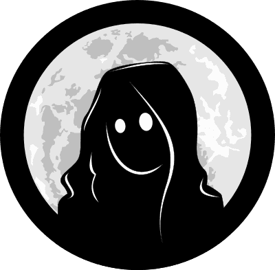 A vector drawing showing the black silhouette of Luna McNulty against the moon